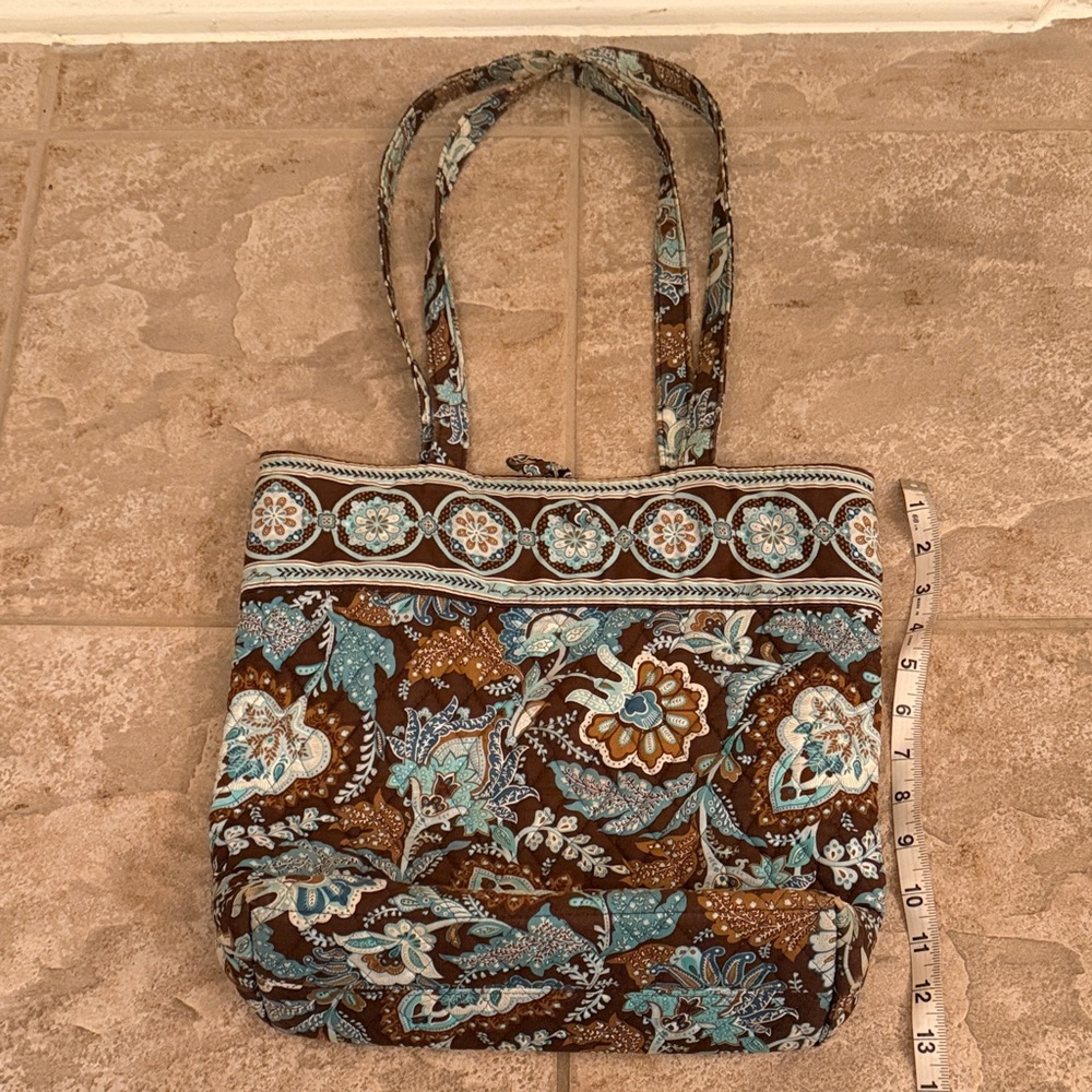 Vera Bradley Brown and Blue Floral Tote